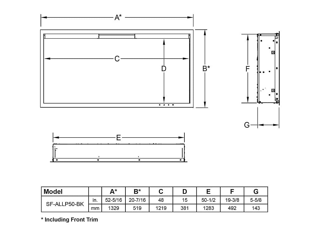 SimpliFire 50-in Allusion Platinum Wall Mount Electric Fireplace