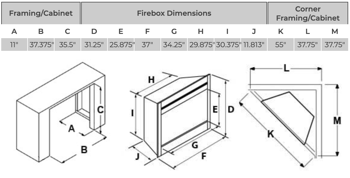 SimpliFire 36-In Built-In Electric Fireplace - SF-BI36-EB