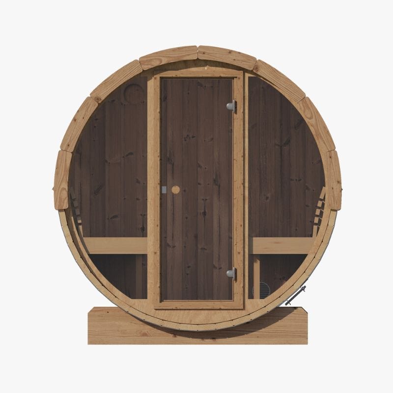 SaunaLife 4-Person Panoramic Outdoor Barrel Sauna Model E7G | AQVINA World