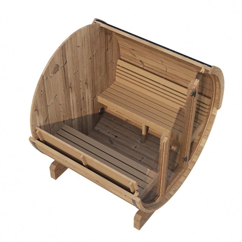 SaunaLife 4-Person Panoramic Outdoor Barrel Sauna Model E7G | AQVINA World