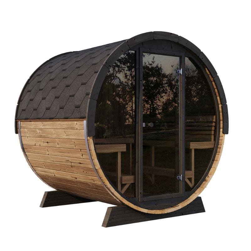 SaunaLife Model EE8G 6-Person Outdoor Barrel Sauna | AQVINA World