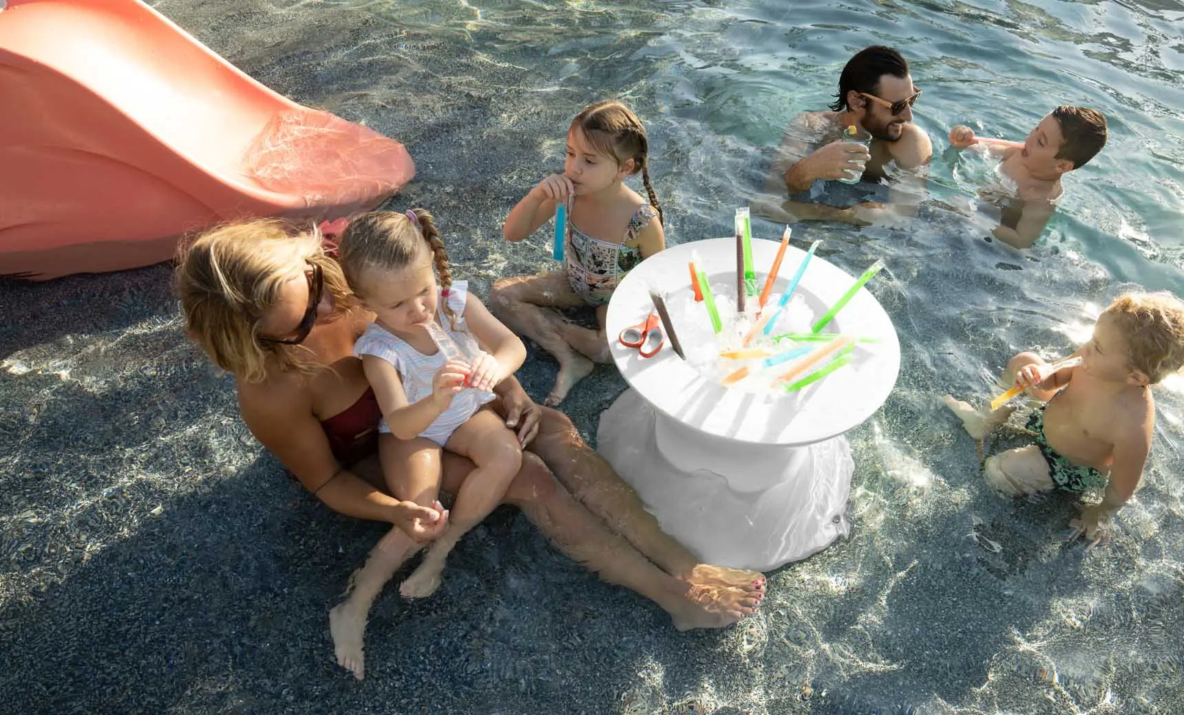 Signature Tall Ice Bin Side Table with a sleek ice storage bin on one side and a smooth surface on the other.