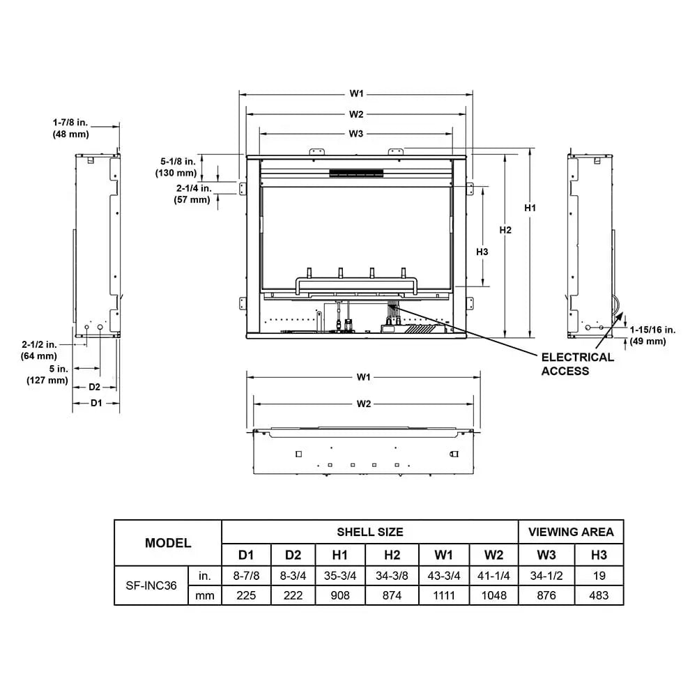 SimpliFire Inception 36-in Electric Fireplace with Chateau Forge Decorative Front