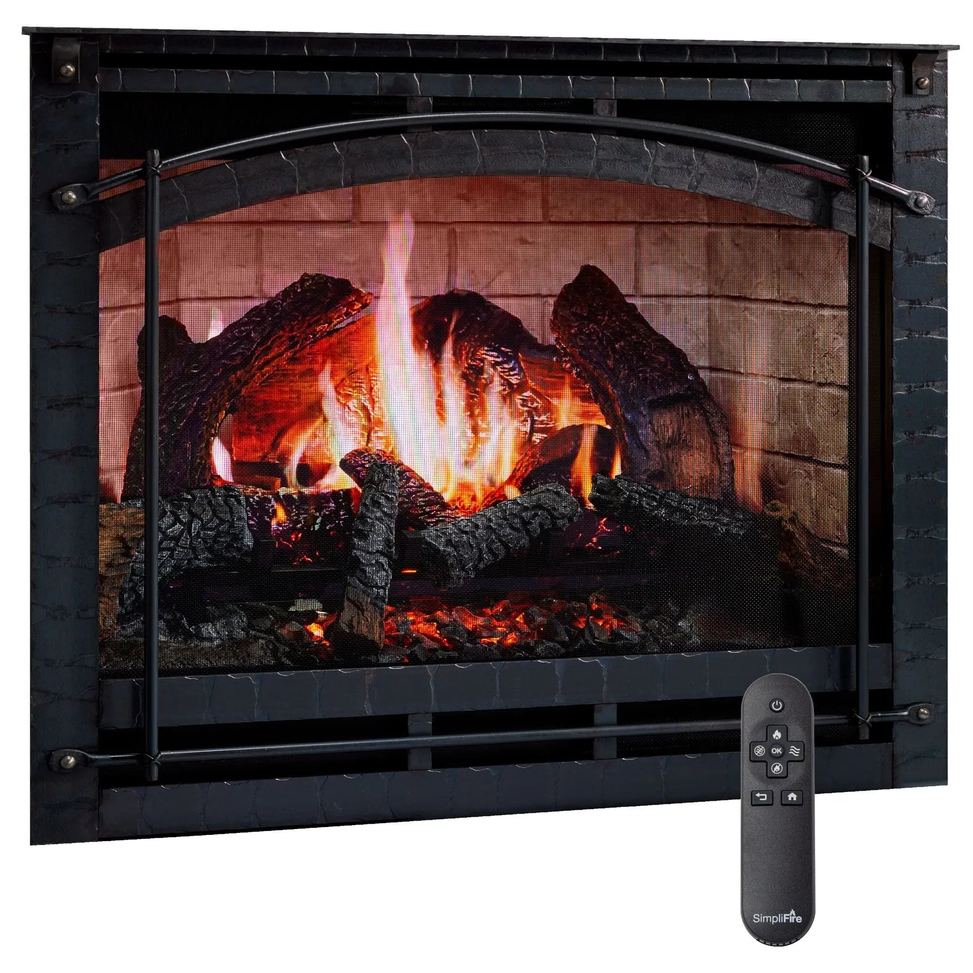 SimpliFire Inception 36-in Electric Fireplace with Chateau Forge Decorative Front
