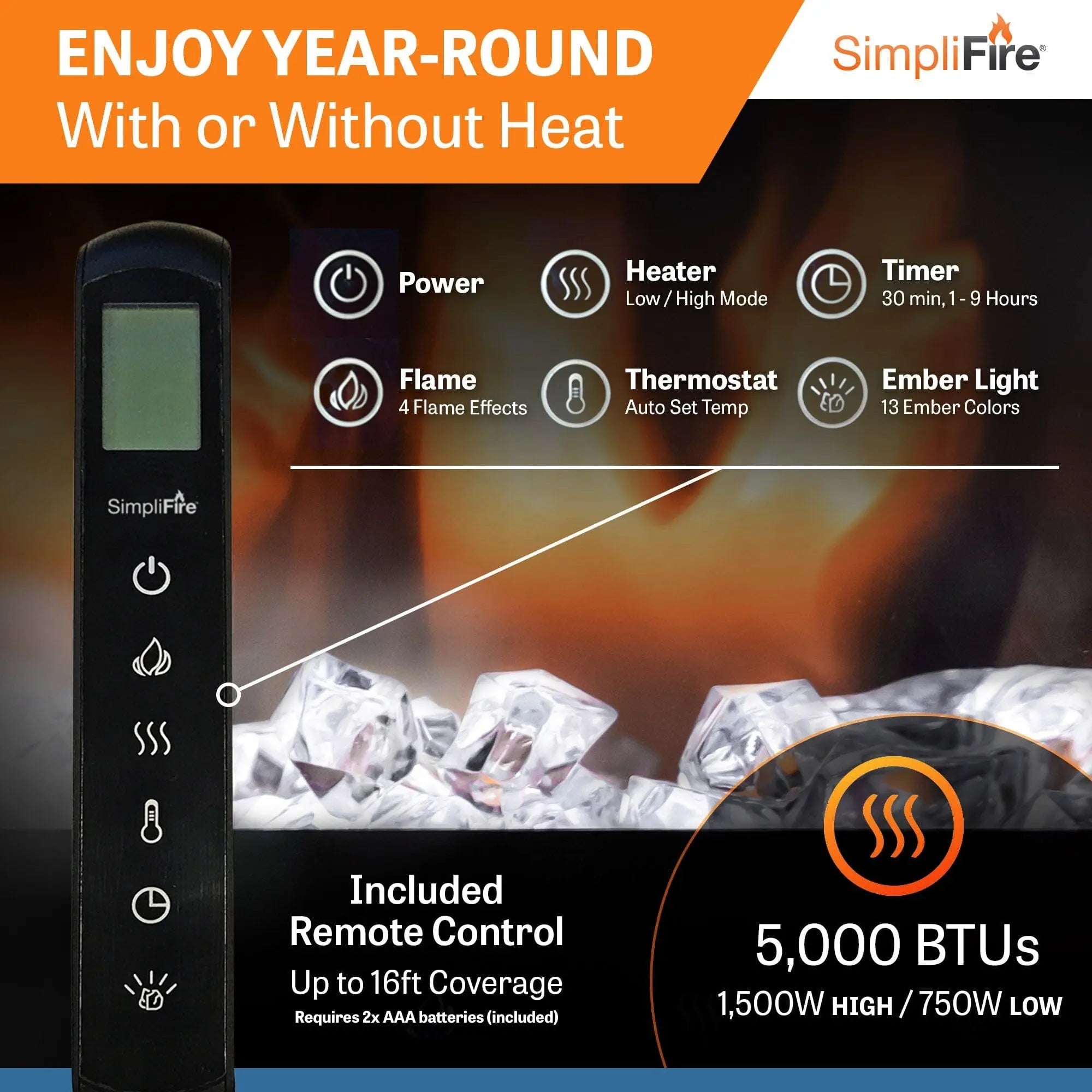 SimpliFire 55-in Scion Linear Built-In Electric Fireplace
