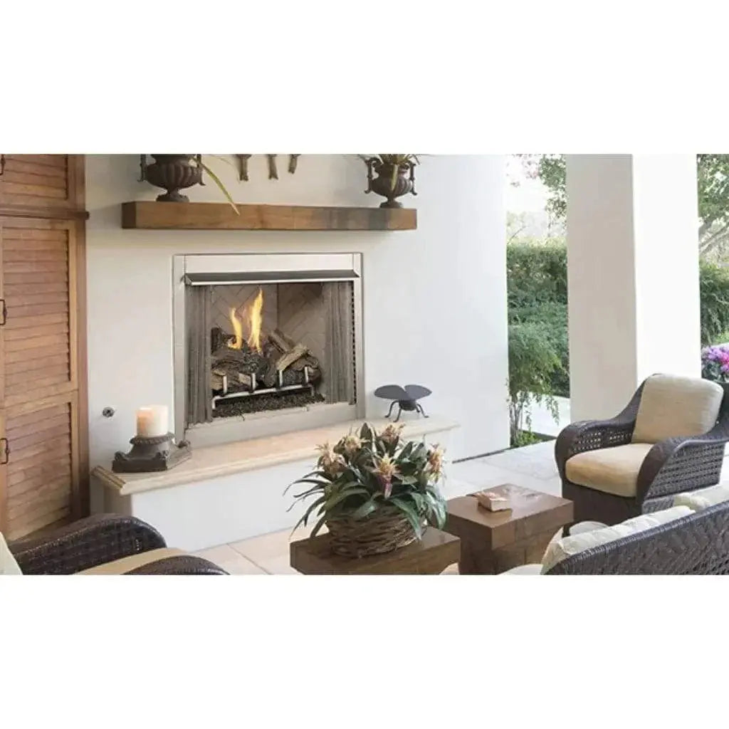 Superior 36-Inch VRE3236 Outdoor Vent-Free Gas Fireplace with White Refractory Panel and Log Set