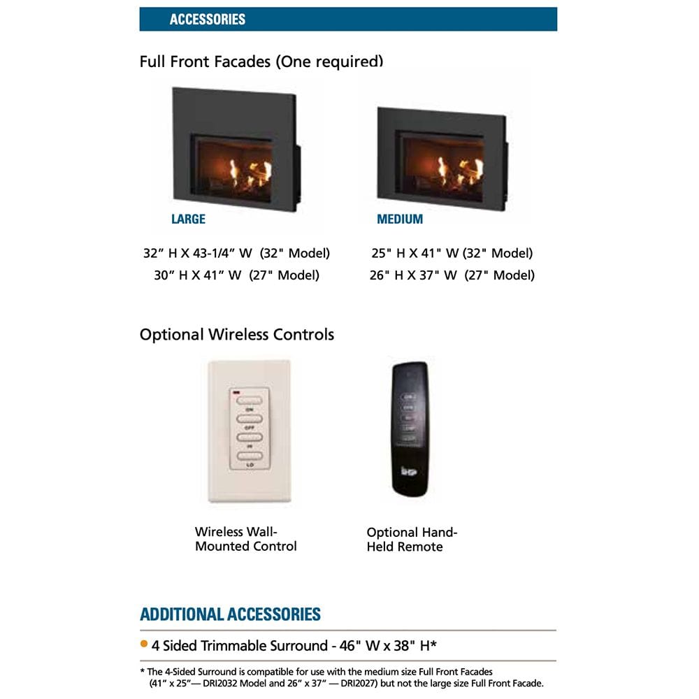 Superior 32-Inch DRI2032 Direct Vent Gas Fireplace Insert with Blower and Ceramic Fiber Log Set