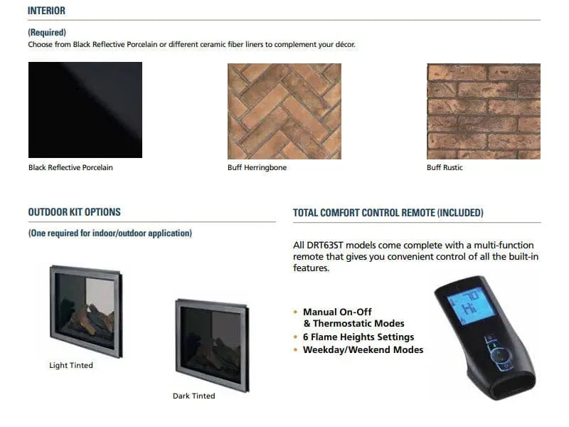 Superior 40-Inch DRT63ST Double-Sided Electronic Ignition Direct Vent Gas Fireplace with Remote and Fiber Log Set