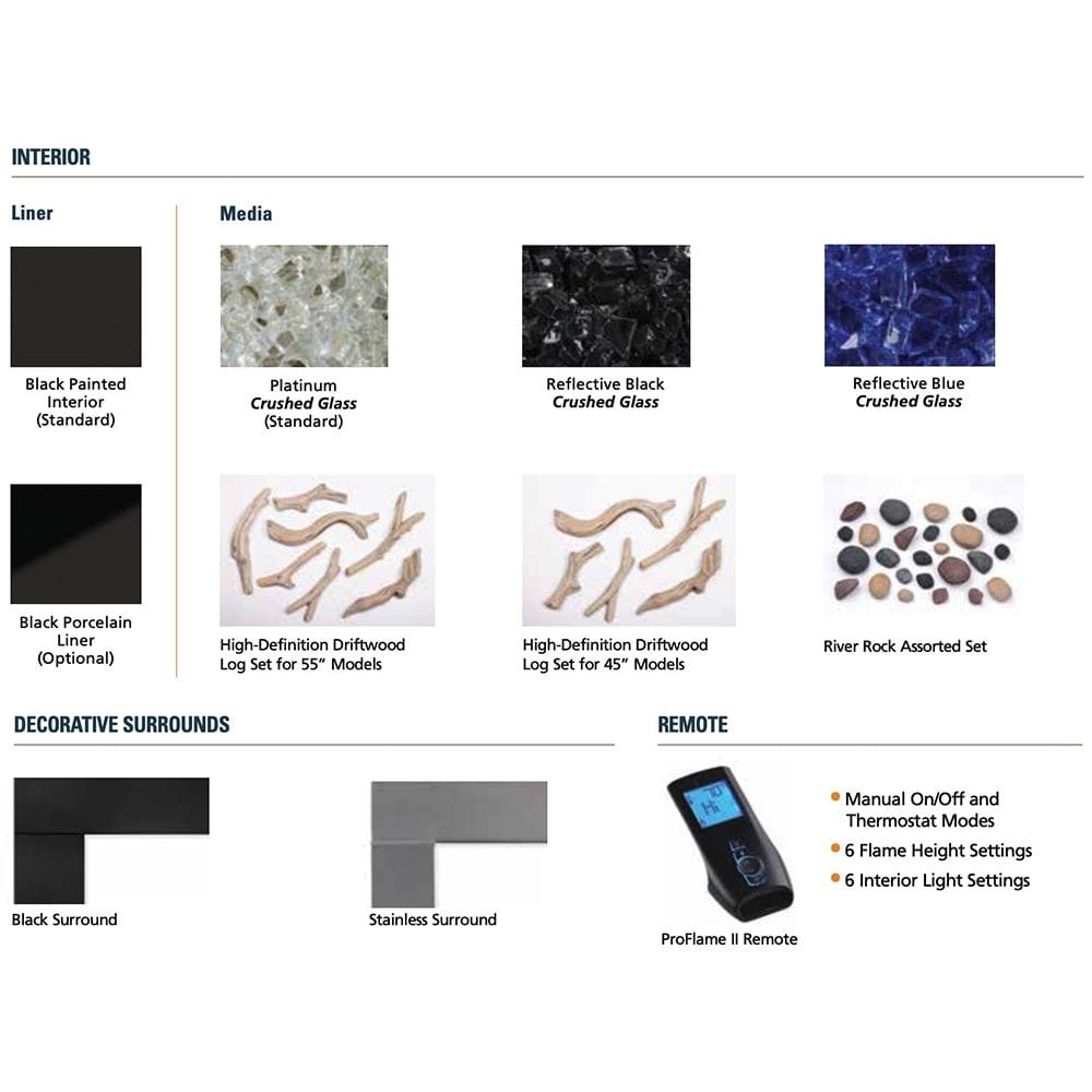 Superior 45-Inch VRL3045 Linear Electronic Ignition Vent-Free Gas Fireplace with Remote and Crushed Glass Media