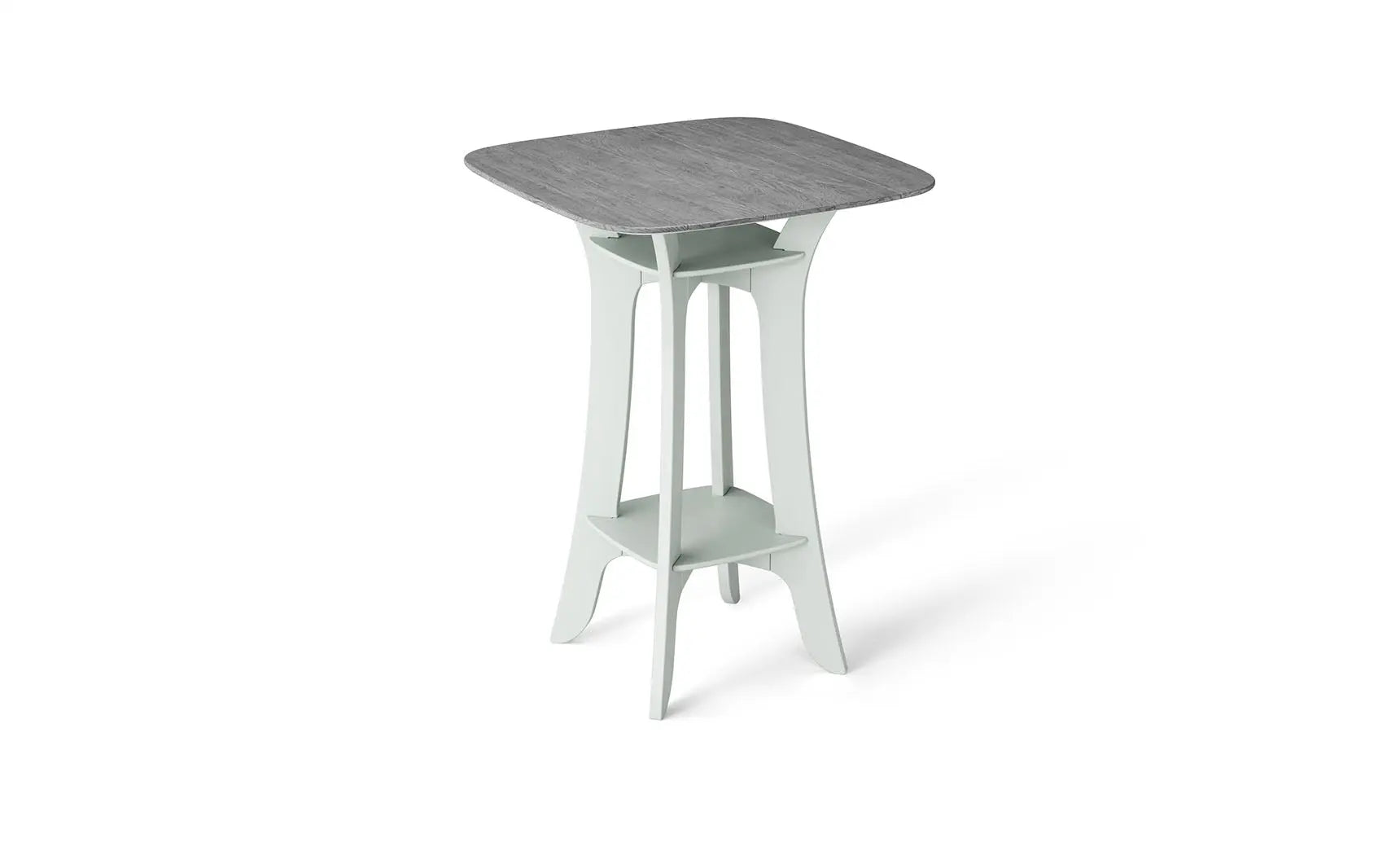 Haven high-top table with a sleek metal frame and dark wood top