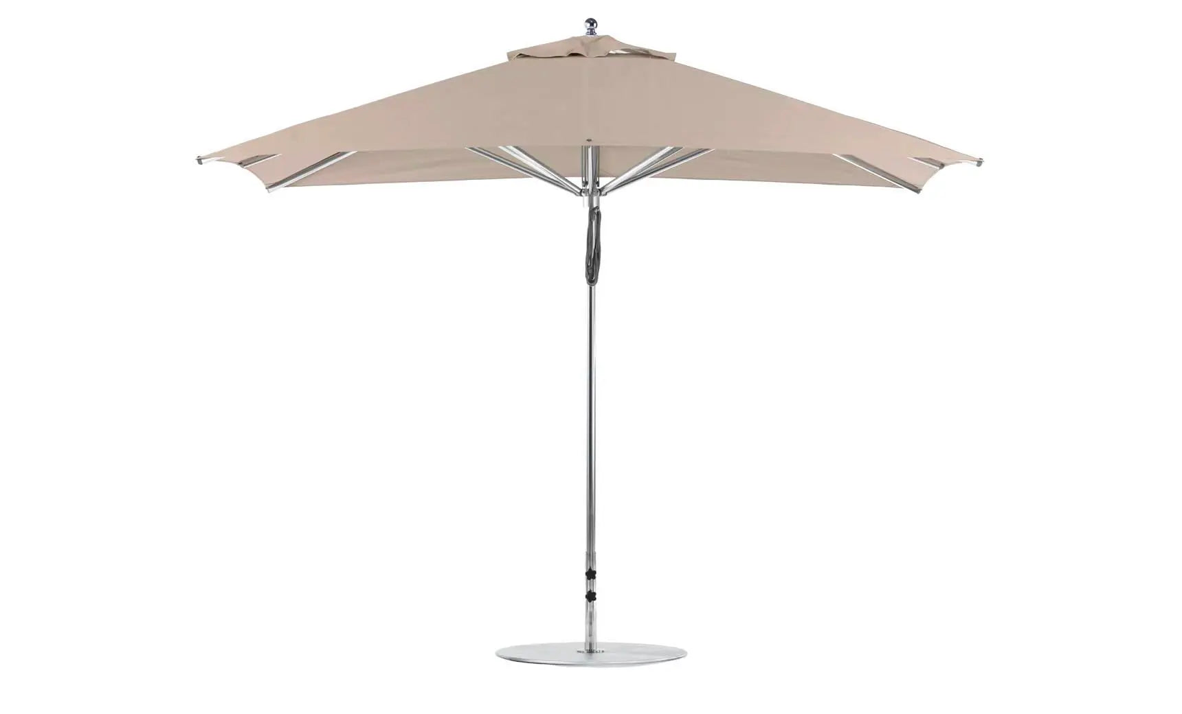 8.5-foot rectangle pulley Premier umbrella with clear canopy and wooden frame
