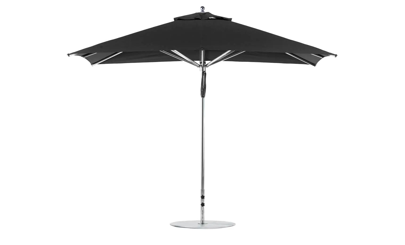 8.5-foot rectangle pulley Premier umbrella with clear canopy and wooden frame