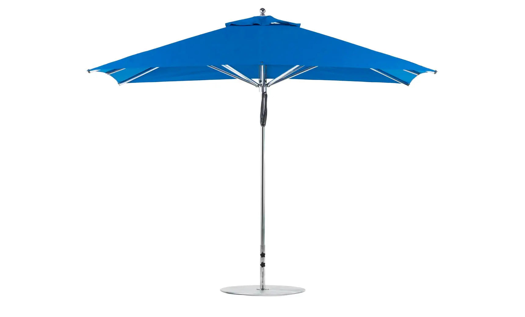8.5-foot rectangle pulley premier umbrella with clear canopy and wooden frame