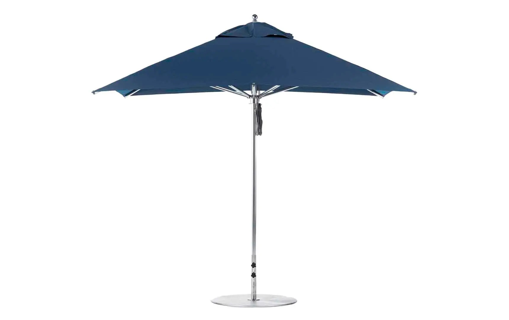 10-foot square Premier Umbrella with a pulley system for easy opening and closing.