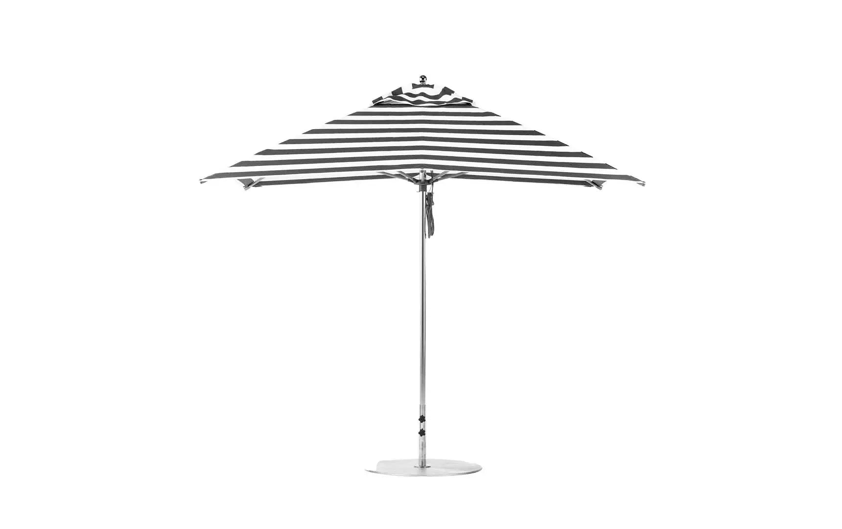 10-foot square pulley essential fiberglass umbrella with black ribs and silver canopy