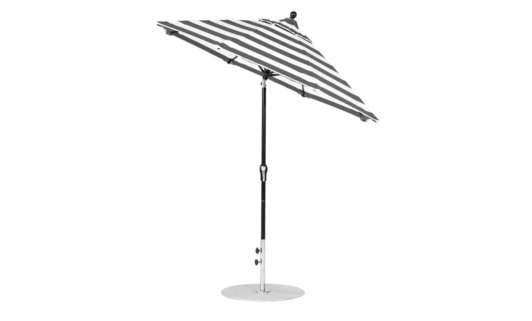 7.5-foot octagonal crank auto tilt essential fiberglass umbrella in white with black ribs and base