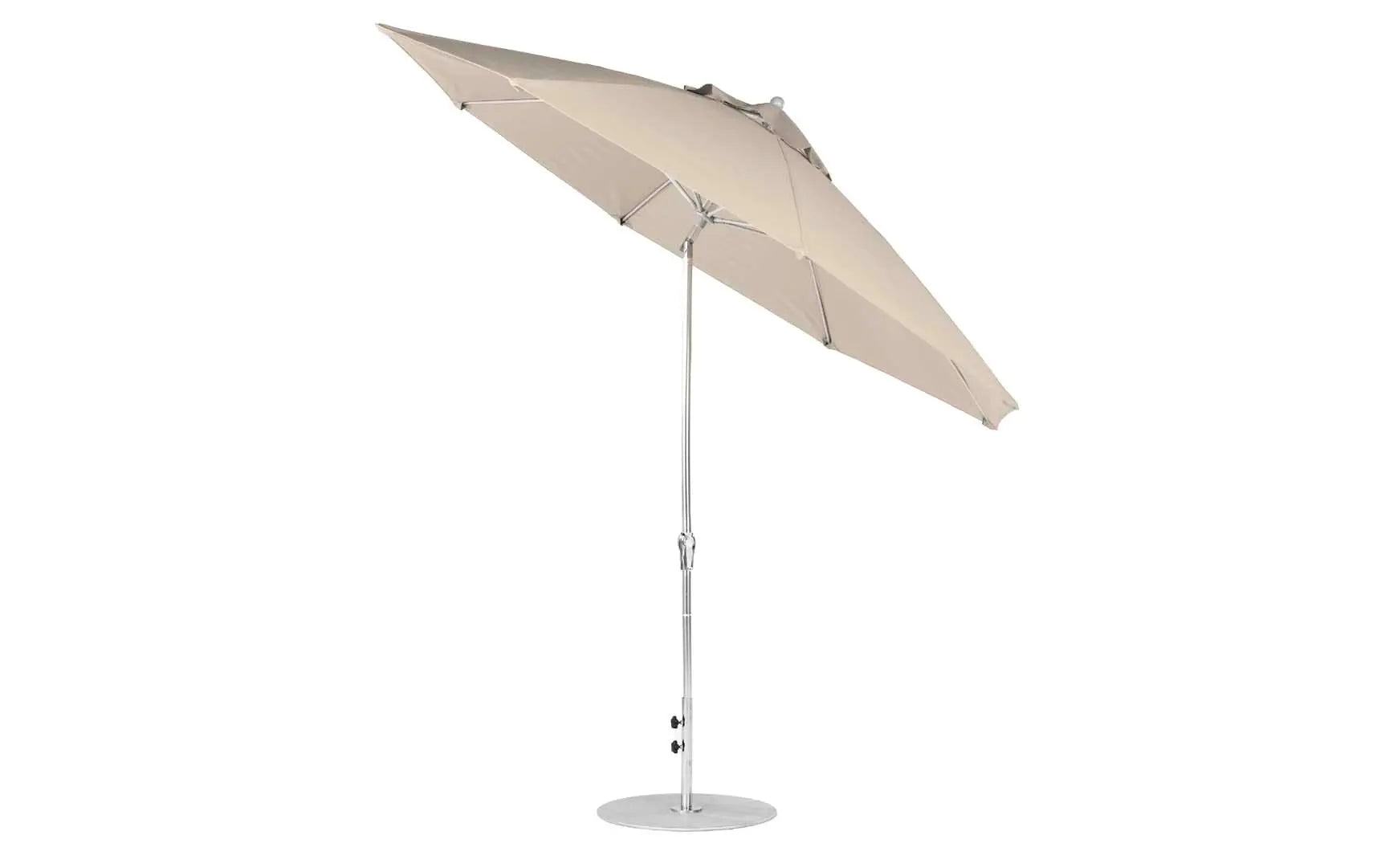 11' octagon crank auto tilt essential fiberglass umbrella in vibrant colors with a sturdy pole and base.