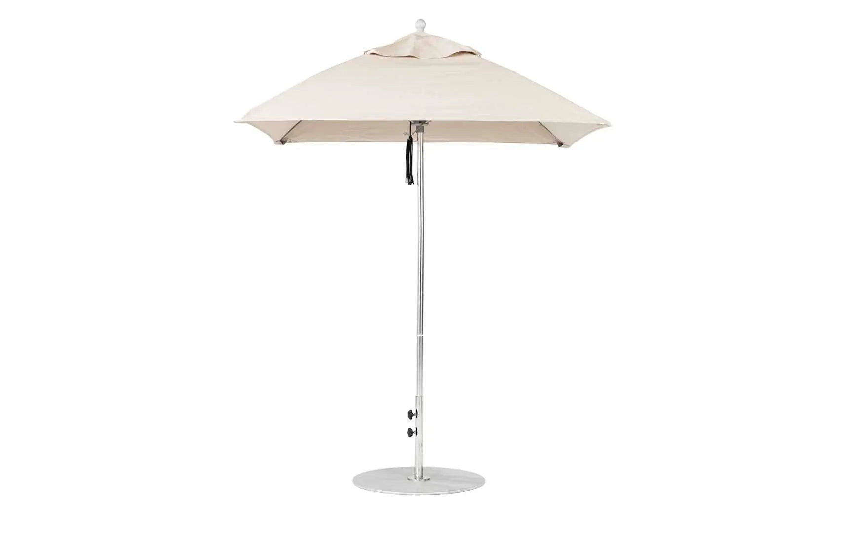 6.5-foot square pulley essential fiberglass umbrella with black ribs and silver canopy