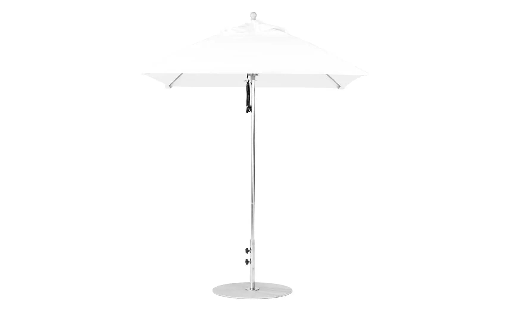 6.5-foot square pulley essential fiberglass umbrella with black ribs and silver canopy