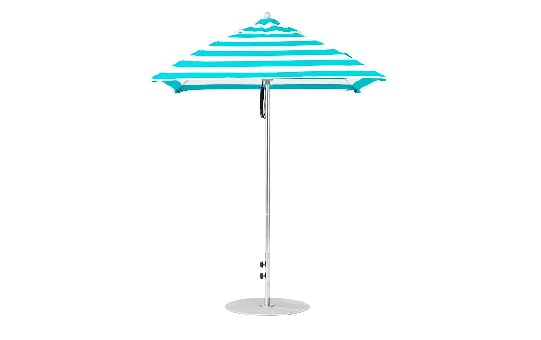 6.5-foot square fiberglass umbrella in essential pulley design with black ribs and canopy
