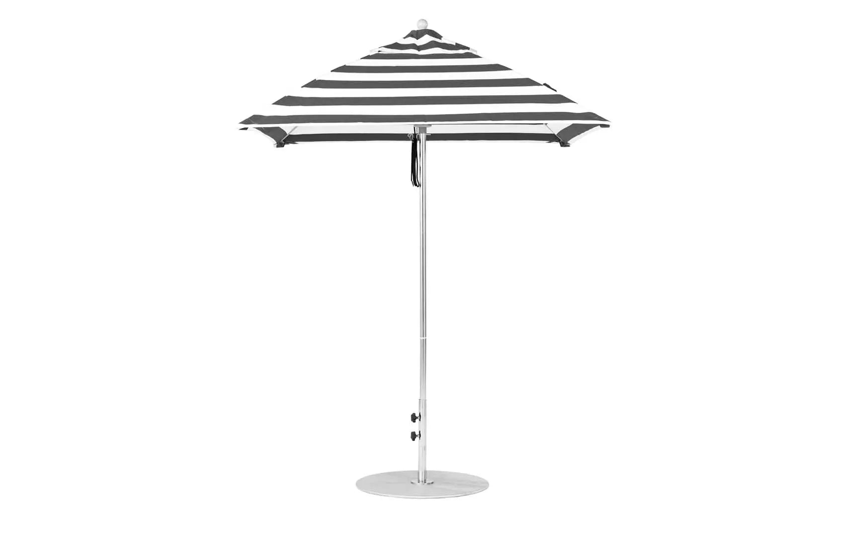 6.5-foot square pulley essential fiberglass umbrella with black ribs and silver canopy