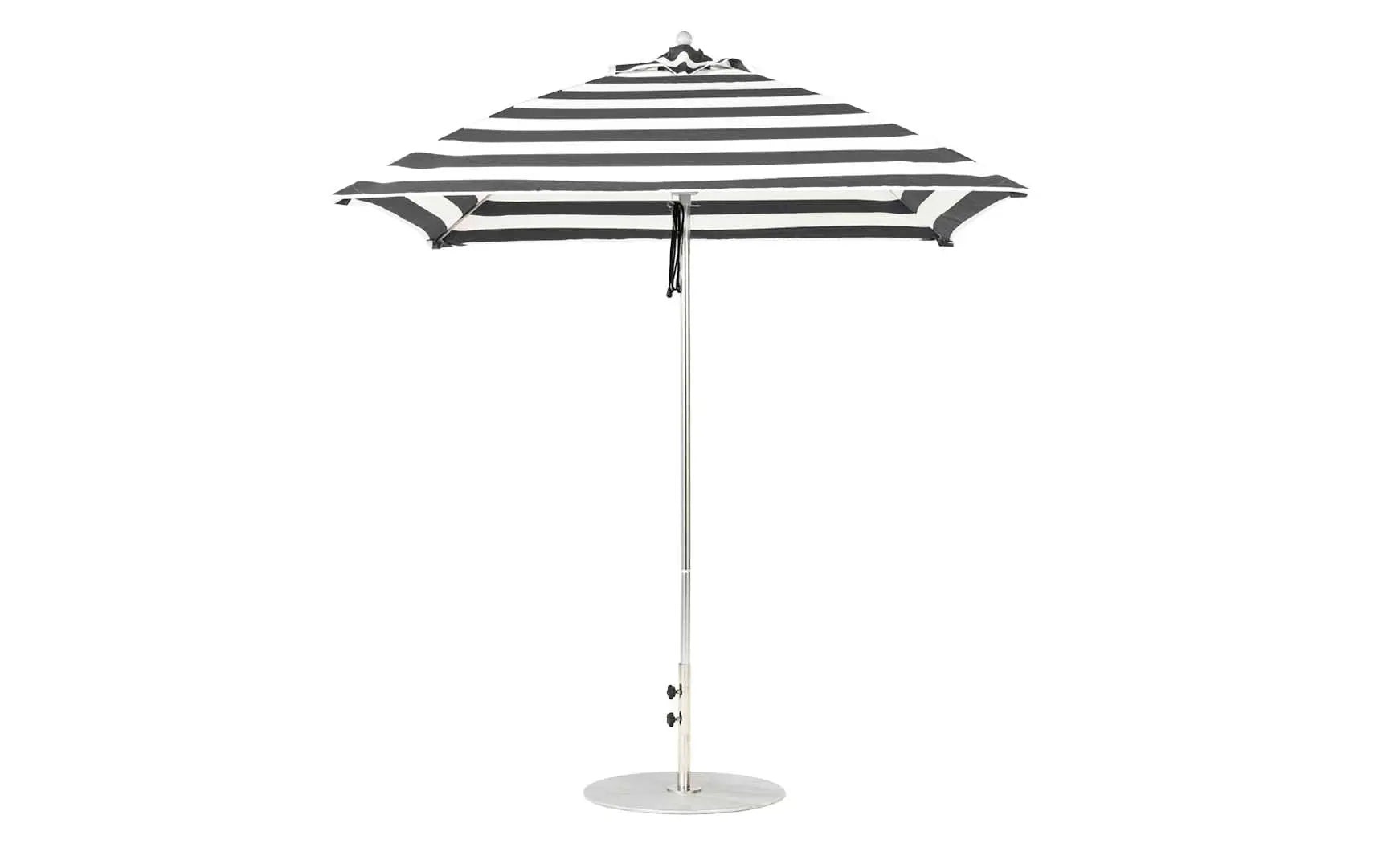 7.5-foot square pulley essential fiberglass umbrella with black ribs and silver canopy