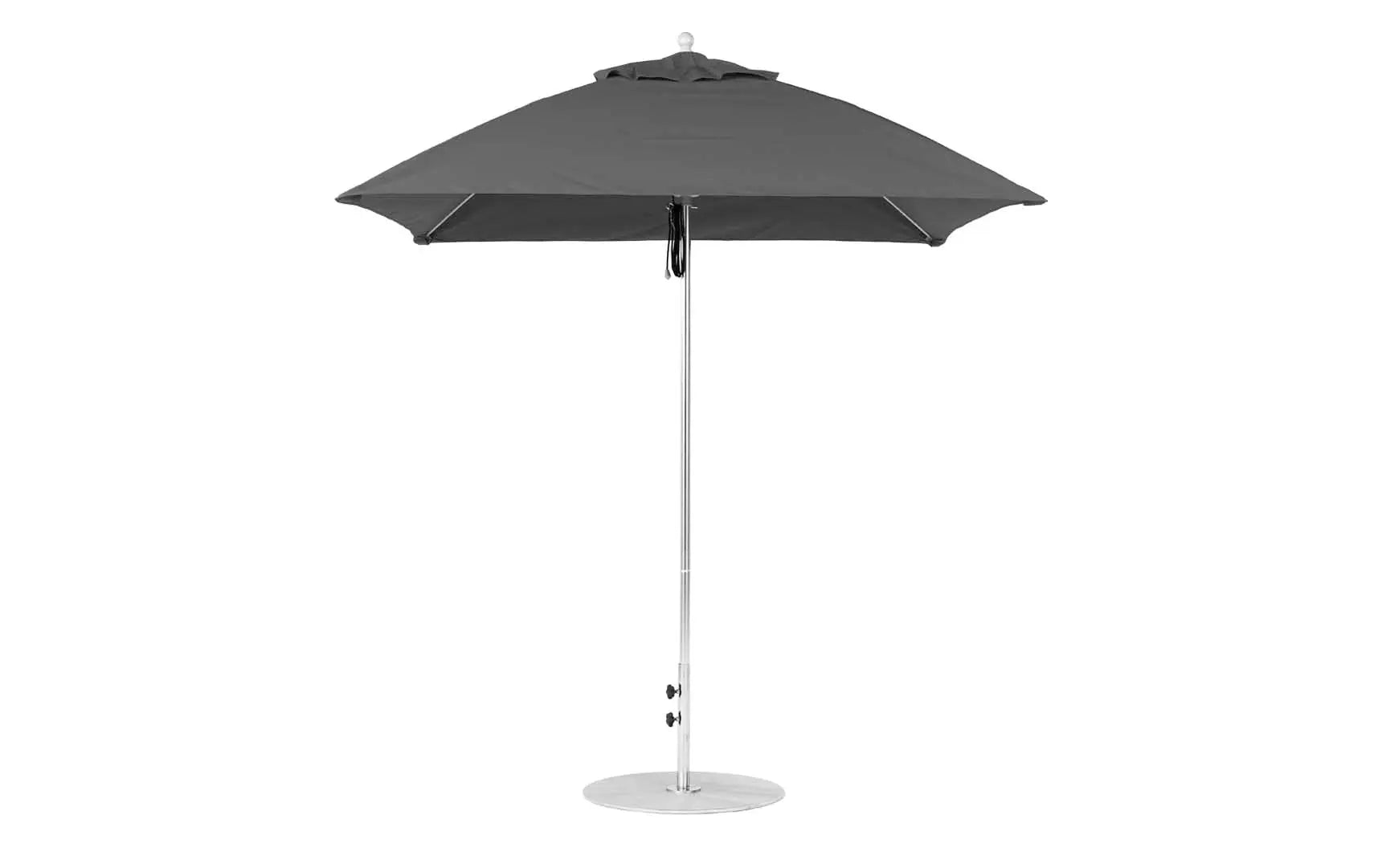 7.5-foot square pulley essential fiberglass umbrella with black ribs and silver canopy