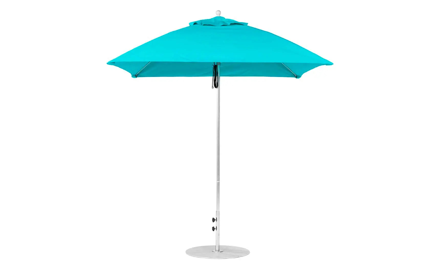 7.5-foot square pulley essential fiberglass umbrella with black ribs and silver canopy