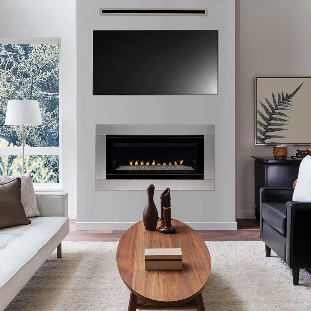 Superior 45-Inch VRL3045 Linear Electronic Ignition Vent-Free Gas Fireplace with Remote and Crushed Glass Media