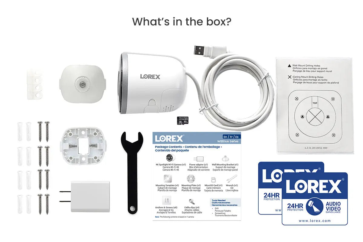 Lorex 4K Wireless Spotlight Wi-Fi 6 Security Camera – AC-Powered Wi-Fi (32 GB, Cloud-Enabled) - Aqvina LLC