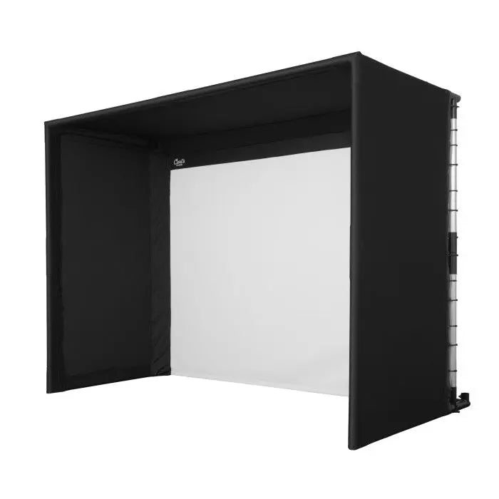 Black photo studio screen with white interior on a white background
