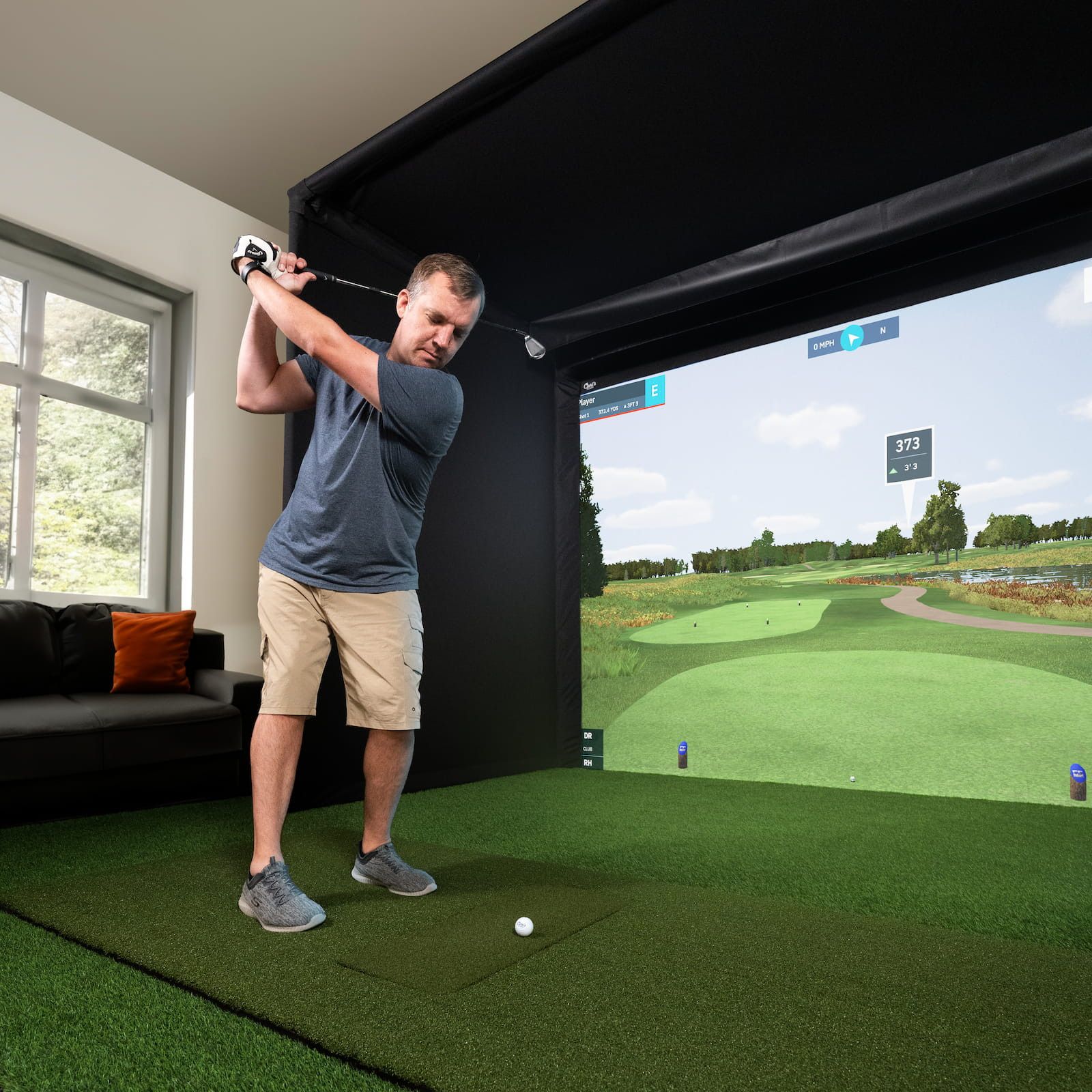 Carl's Place PRO Golf Simulator Enclosure Kit with High-Contrast Gray Impact Screen 8.5'H × 11'W × 8'D | Model: pgec2-gp-8-5x11x8 Carl's Place
