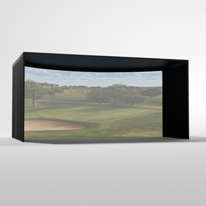 Carl's Place CURVED Golf Simulator Enclosure Kit with High-Contrast Gray Golf Impact 10'H × 17'W × 10'D | Model: cge-gp-10x17x10