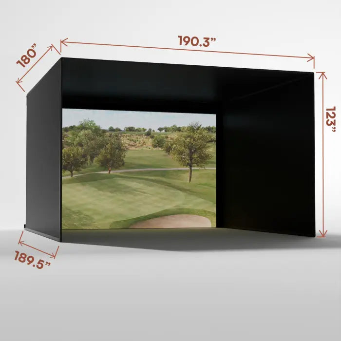 Carl's Place PRO Golf Simulator Enclosure Kit with High-Contrast Gray Impact Screen 10'H × 15.5'W × 15'D | Model: pgec2-gp-10x15-5x15 Carl's Place
