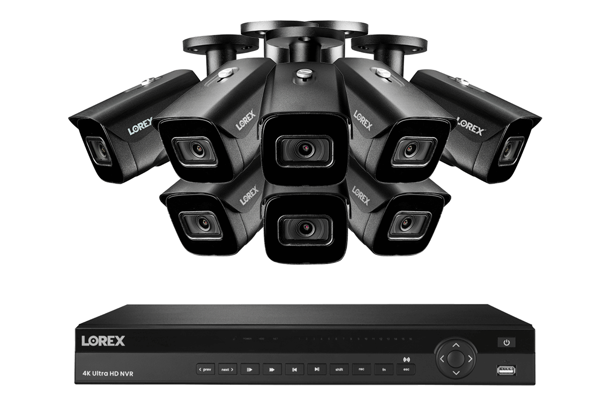 Lorex 4K (16 Camera Capable) 6TB Wired NVR System with Nocturnal 3 Smart IP Bullet Cameras – Complete Security Solution