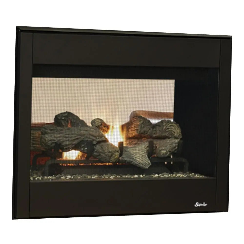 Superior 35-Inch DRT35STDEN Double-Sided Electronic Ignition Direct Vent Gas Fireplace with Split Oak Log Set