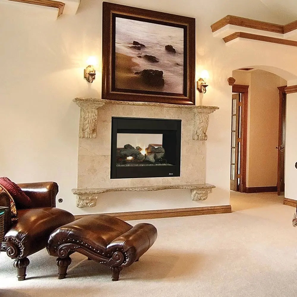 Superior 40-Inch DRT40STDEN Double-Sided Electronic Ignition Direct Vent Gas Fireplace with Split Oak Log Set