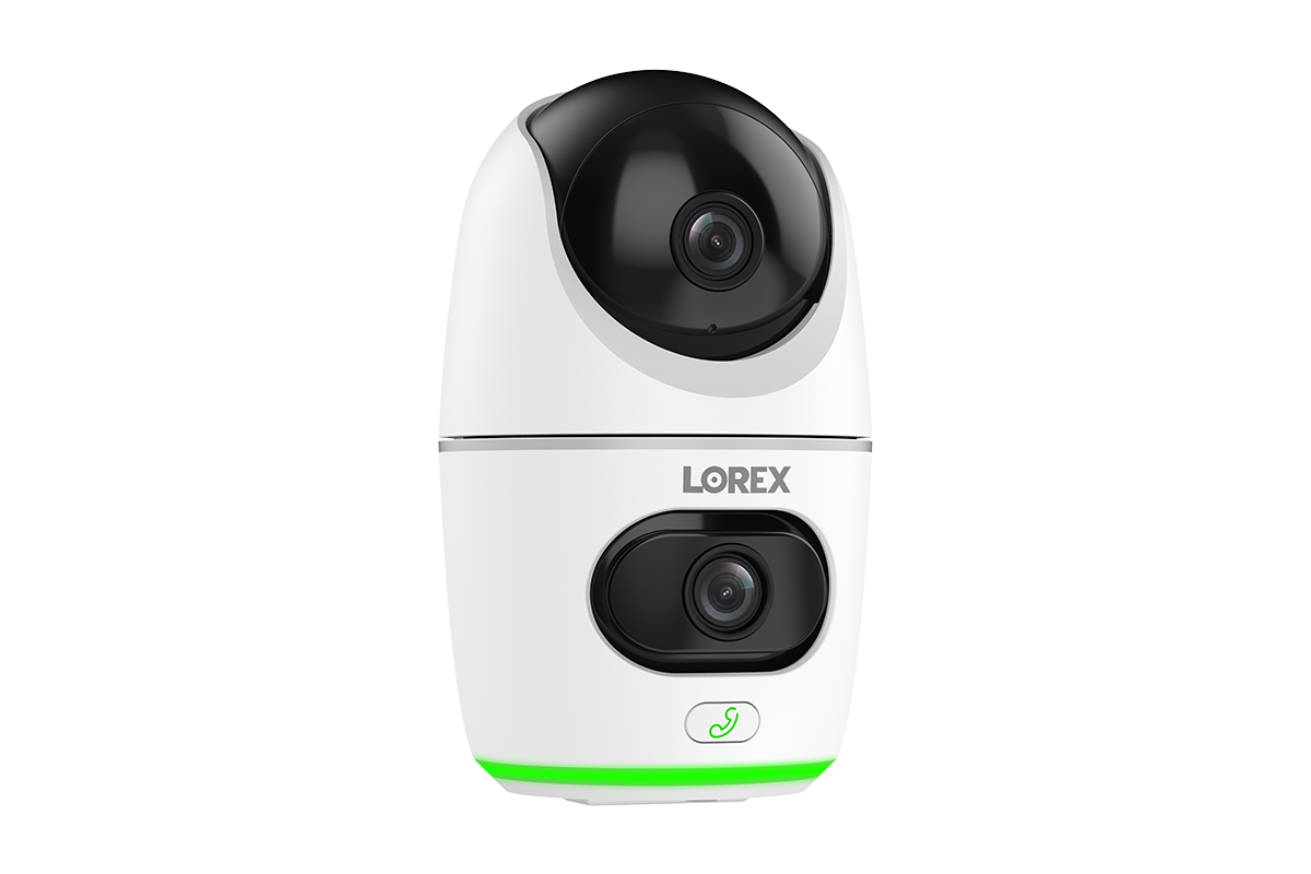 Lorex 2K Wireless Dual‑Lens Indoor Pan‑Tilt Security Camera – AC‑Powered Wi‑Fi