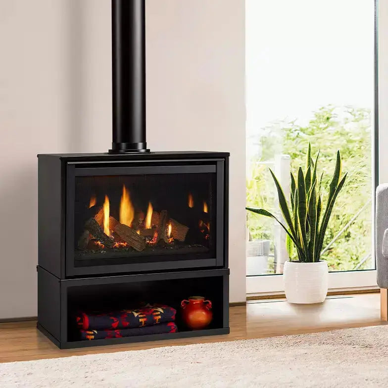 Majestic Ruby freestanding 30" direct vent gas fireplace with touchscreen remote control panel