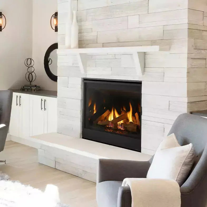 Majestic Quartz 36-inch direct vent gas fireplace with sleek quartz face and modern design elements.