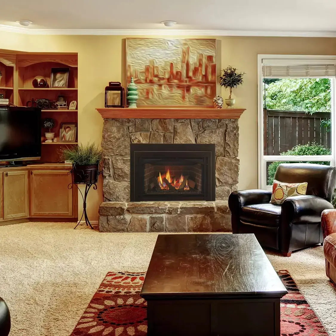 Majestic Ruby medium direct vent gas fireplace insert in a warm ruby finish with 30" front width.