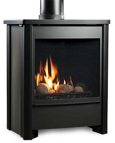 Kingsman Freestanding Direct Vent Gas Stove FDV45 with clean lines and stainless steel finish.