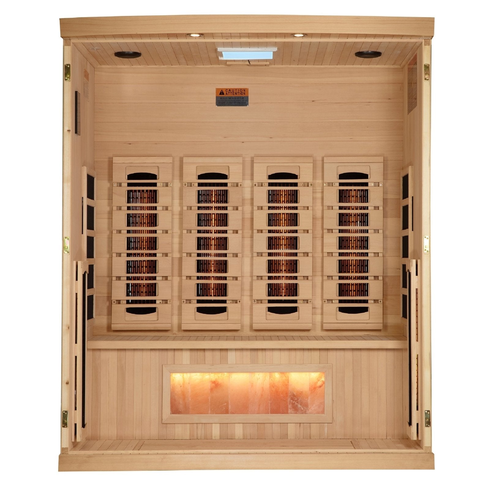 Golden Designs Near Zero EMF 4-Person Full Spectrum PureTech™ Infrared Sauna with Himalayan Salt Bar | Model: GDI-8040-03