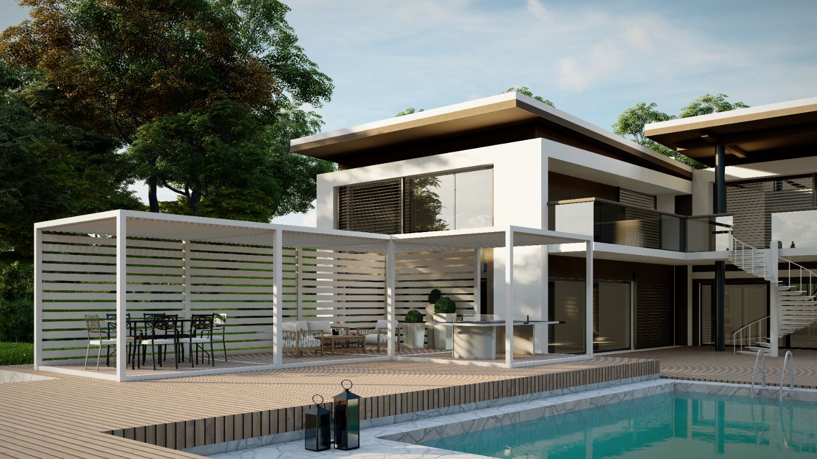 k-bana white louvers with floor