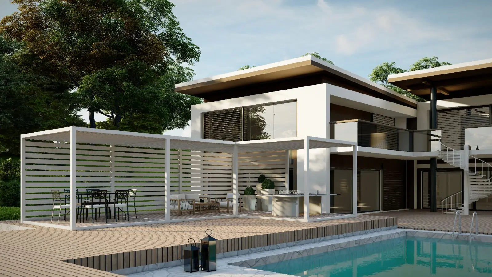 k-bana white louvers with floor
