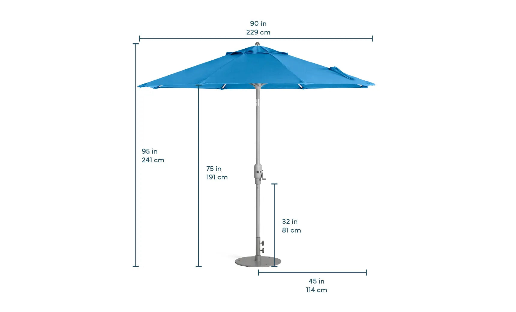 7.5-foot octagonal Signature 360° tilt umbrella in dark brown with black ribs and base