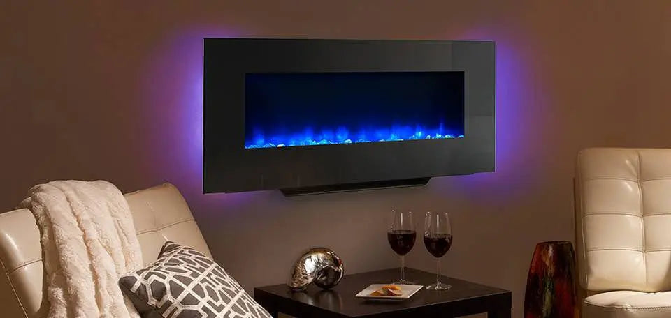 SimpliFire 38-In Black Linear Wall Mount Electric Fireplace