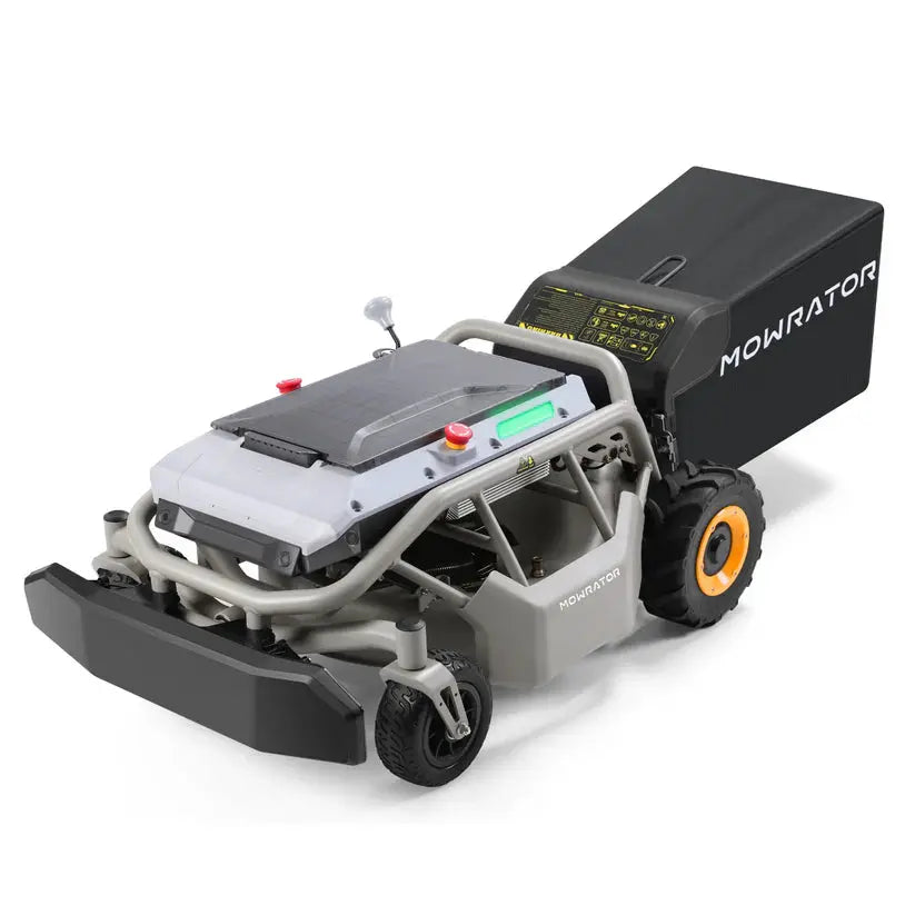Model of a Mowrator robot lawn mower on a white background