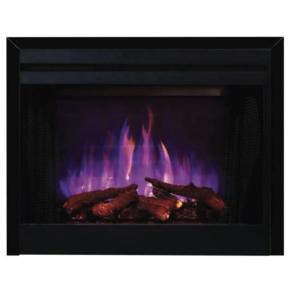 Superior 33-Inch ERT3033 Built-In Electric Fireplace with Charred Split Oak Log Set and Glowing Ember Bed