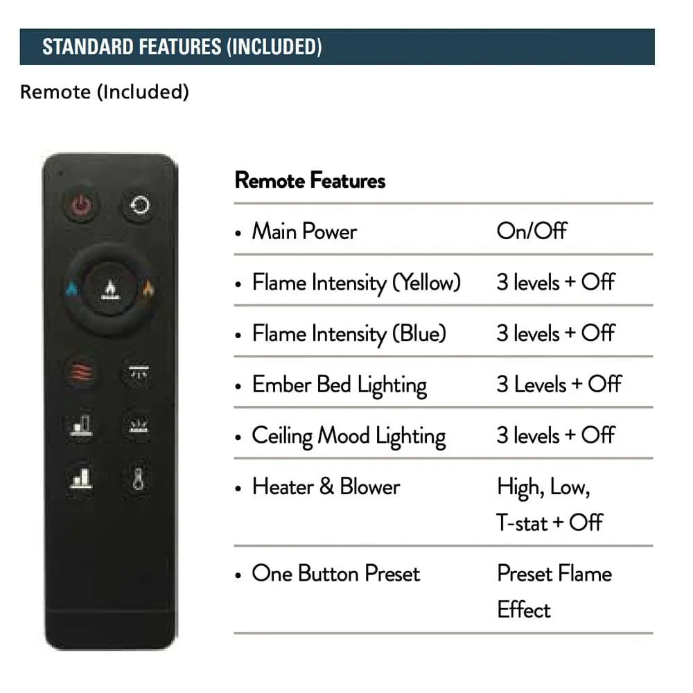 Superior 36-Inch ERT3036 Built-In Electric Fireplace with Charred Split Oak Log Set and Glowing Ember Bed